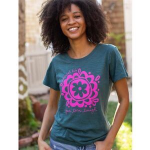 Natural Life Give Laugh Love Teal Graphic Tee NWOT Medium Hippie Indie Kindness